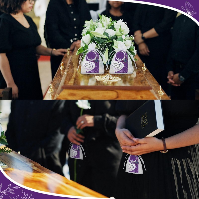 Purple 50 Set Funeral Favors Celebration of Life Butterfly Keychains