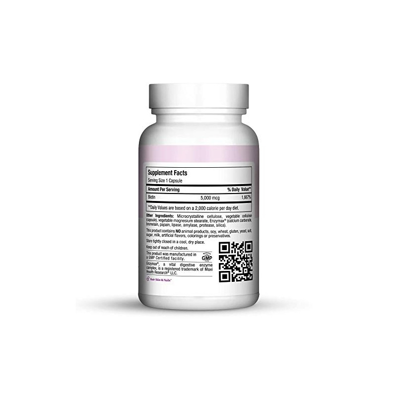 Maxi Health Biotin 5000 mcg – Hair Skin and Nails