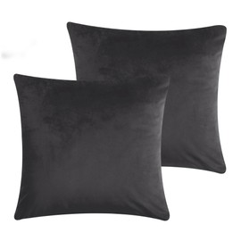 Moonlight Bedding Cushion Covers 45 x 45 cm Soft Velvet Square Throw Pillowcases Invisible Zipper 18x18 Inches Pack of 2 Charcoal Cushion Cover for Sofa Couch Chair Bedroom Car