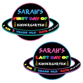 WaaHome First Day of School Sign - 9.2''X13.8'' First and Last Day of School Board for Kids Girls Boys, Planet Back to School Chalkboard Sign First Day of Kindergarten Preschool Supplies Photo Props