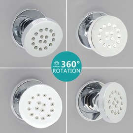 HOMEDEC 2inch Brass Shower Body Sprayer Jets Shower Head, Valve Needed (6pcs, Round-Chrome)