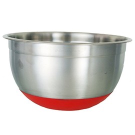 Buckingham 3 Litre Stainless Steel Designer Salad Mixing Bowl with Silicon Base, Silver/Red