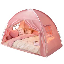 Twin Bed Tent for Kids Girls, Canopy Privacy Sleep Tent Indoor Bunk Pink
