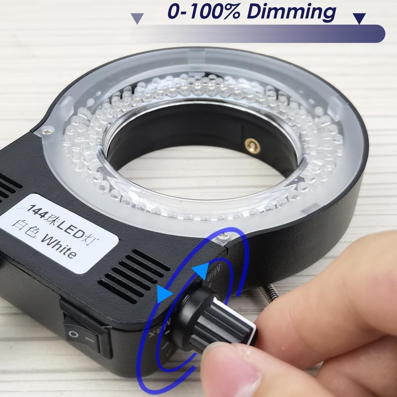 LED Ring Light Illuminator for Microscope, 144 LED Bubbles for
