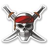 2 x 10cm/100mm Pirate & Swords Window Cling Sticker Car