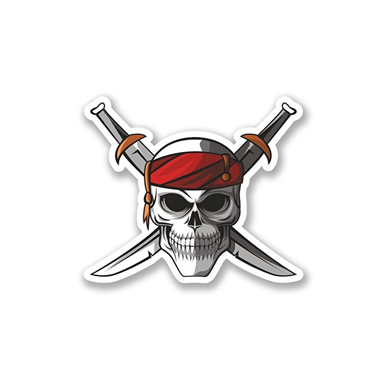 2 x 10cm/100mm Pirate & Swords Window Cling Sticker Car