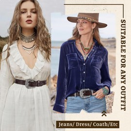 BELTROAD Vintage Western Belt with Buckle for Men and Women, Cowgirl Cowboy Belt, Men's Women's Western Belt, A Celebration Gift, Flower buckle leaf coffee