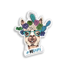 Real Sticky 3" No Drama Llama Sticker Funny Animal Cooler Tumbler Cup Phone Laptop Car Decal