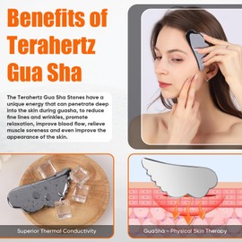 Terahertz Gua Sha Facial Tools Stone for Enhanced Lymphatic Drainage, Reduced Puffiness, Relieved Facial Tension – 100% Natural Terahertz Stone Gua Sha