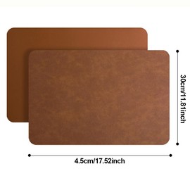 Leather Washable Placemats, Thick Faux Leather Heat Resistant Rectangle Shape Table Mats,Waterproof Non-Slip Easy to Clean Place mat for Kitchen Coffee Dining Room Table Set of 6