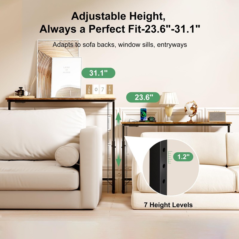 2 Pack 79" Narrow Console Table with Adjustable Height(23"-31") Behind