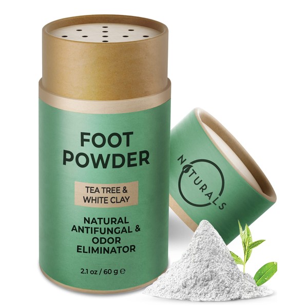 O Naturals Shoe Deodorising & Athletes Foot Powder Enhanced by Tea Tree Oil & Kaolin Clay - Natural Anti-Sweat Athlete's Foot Care - Shoe Odour Eliminator