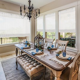 Sunbox Cordless Bamboo Roman Shade Blind, Woven Wood Roman Shades, Light Filtering Natural Bamboo Shades for Windows, French Doors, 21" W x 48" H, Caramel Brown