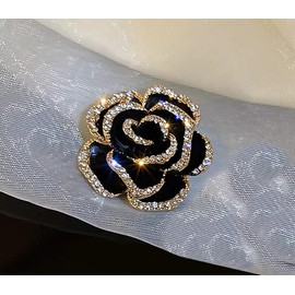 GFM® Rose Brooch - Birthday Valentine's Day Mothers day Christmas - A-Black Gold - (Brch-ROSE-A-KLSN)