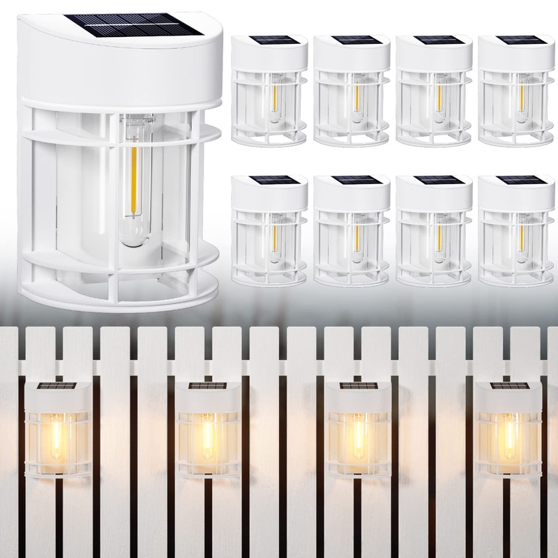 DOESLAG Solar Fence Lights, 8 Pack Deck Light Solar Powered,