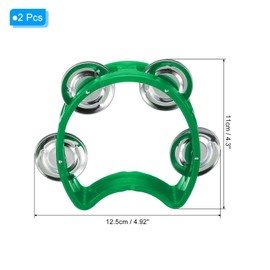 PATIKIL 2pcs Tambourine, Jingle Bells Wrist Bells Hand Bell Percussion Instruments Musical Rhythm Band Plastic for Adults Church Birthday Party Christmas, Green