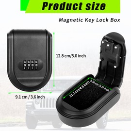 Wozoohyi Magnet Key Lock Box Hidden Under Car,Key Lock Box with 5 Strong Magnet,Magnetic Key Box with Combination Lock for Storage Key Indoors, Outdoors And Hider A Key (A-Black 1 Pcs)