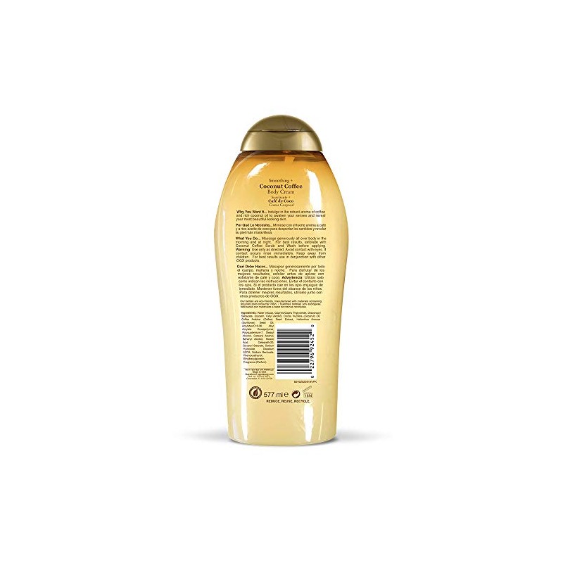 OGX, Crema Corporal Suavizante de Coco y Caf, 577 ml
