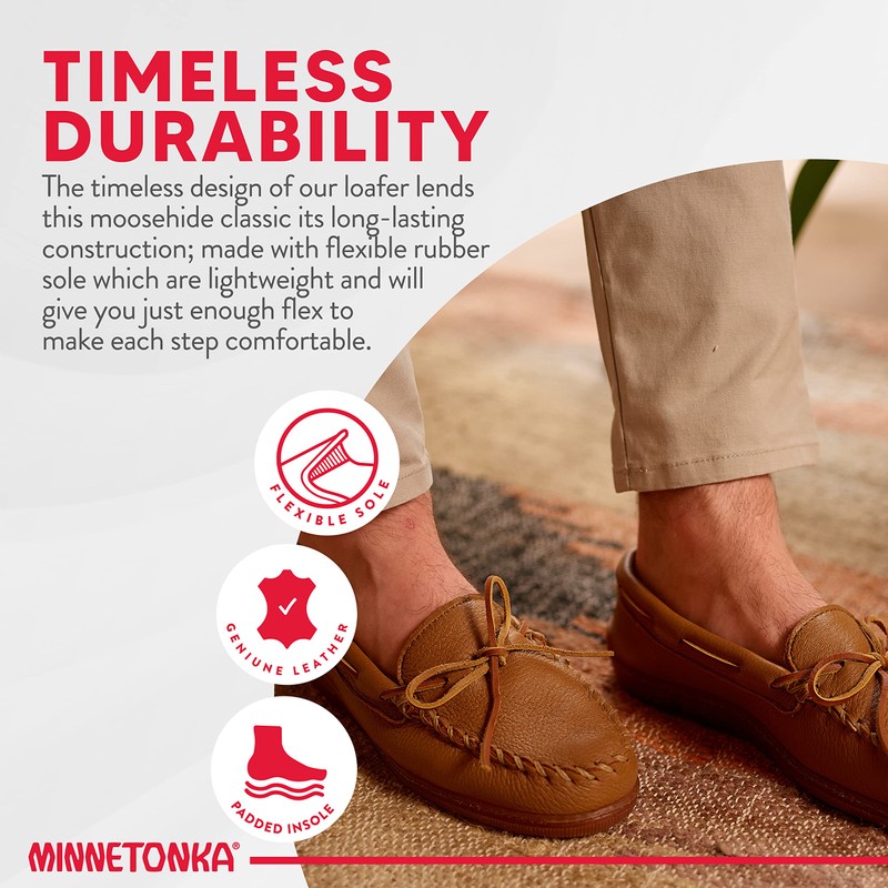 Minnetonka Men's Moosehide, Natural-Classic, 9.5 W US