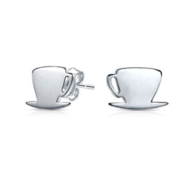 Tiny Food Latte Espresso Cafe Coffee Lover Stud Earrings For Women For Teen .925 Sterling Silver