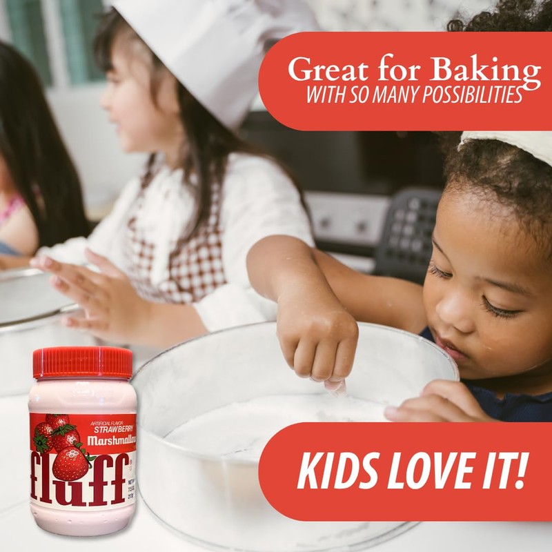 Fluff Marshmallow Spread, Delicious Strawberry Flavor, 7.5oz (Pack of 1)