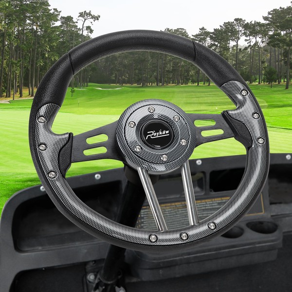 Roykaw Upgrade Golf Cart Steering Wheel 12.5‘’ O.D Carbon Fiber