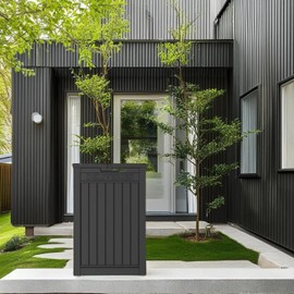 Trygoal 48-Gallon Delivery Box, Outdoor Storage Box with Lockable Secure, Weatherproof, Package Drop Box with Pre-Installation Hole, Parcel Drop Boxes for Curbside, Porch, House, Black