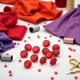 50pcs/Pack Red Resin Colored Shirt Pearl Buttons，Hand Sewn Button， for Craft Sewing Fasteners