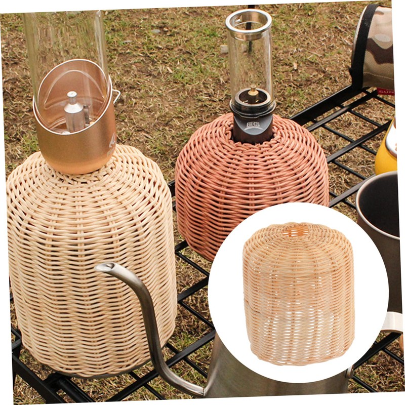SUPVOX Rattan Gas Canister Cover Outdoor Camping Protector for Flat