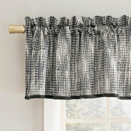 No. 918 Aran Crosshatch Print Energy Saving Rod Pocket Curtain Valance, 54" x 18", Gray