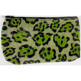 Parkway Green and Yellow Cheetah Print Cosmetic Bag With Mirror