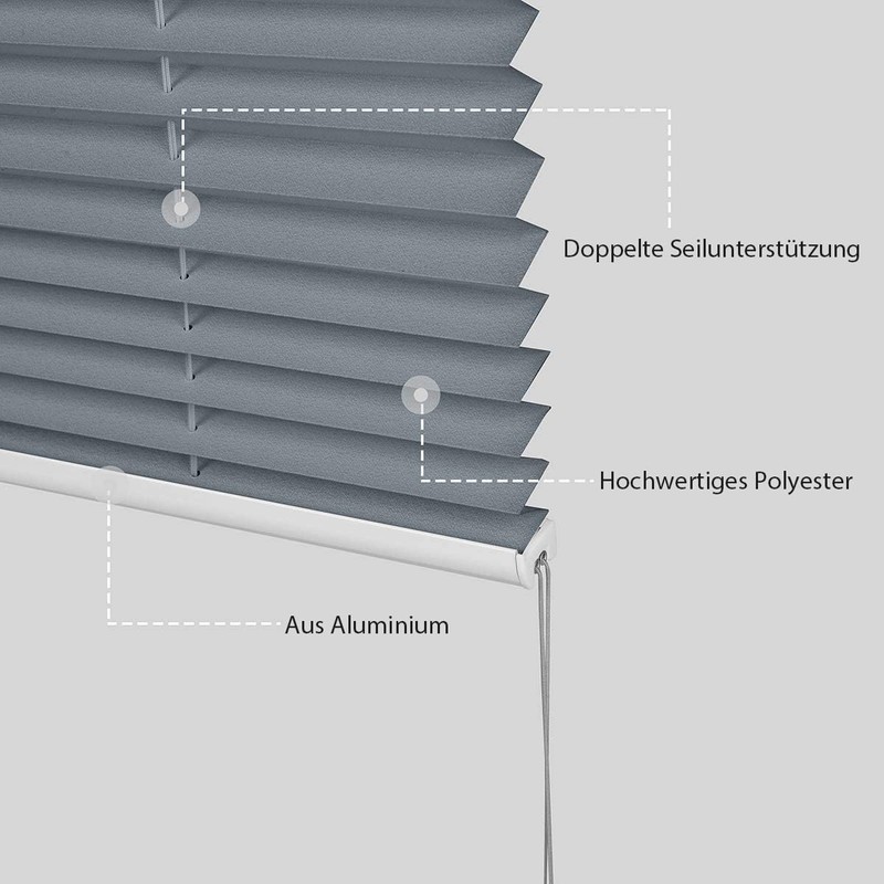 Sekey Pleated Blind, No Drilling Blackout, Window Pleated Blind Klemmfix