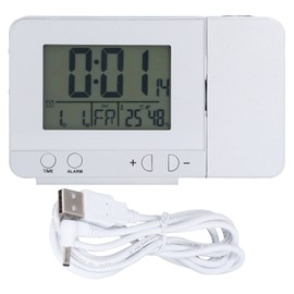 Projection Alarm Clock Backlit LED USB Charging Multifunctional Clock with Time Temperature Projection