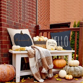 ZWJD Autumn Cushion Cover, 40 x 40 cm, Set of 4, Autumn Decoration Cushion Covers, Linen Cushion Covers, Maple Leaves, Pumpkin Cushion for Decorative Sofa, Home, Garden, Bedroom, Decorative Cushion