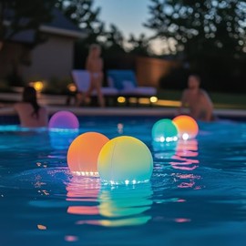 4 Pack Light-Up Beach Balls, 16” Glow-in-the-Dark Inflatable Pool Toys, Floating Balls with 16 Colors and 4 Lighting Modes, Perfect for Kids' Outdoor and Indoor Games, Swimming Pool Party Decorations
