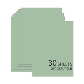 30 Sheets Sage Green Cardstock 8.5'' x 11'', 250gsm/92lb Heavyweight Cover Cardstock Paper, Thick and Smooth A4 Card Stock Perfect for Invitations, Menus, Crafts, DIY Cards, Arts and Crafts