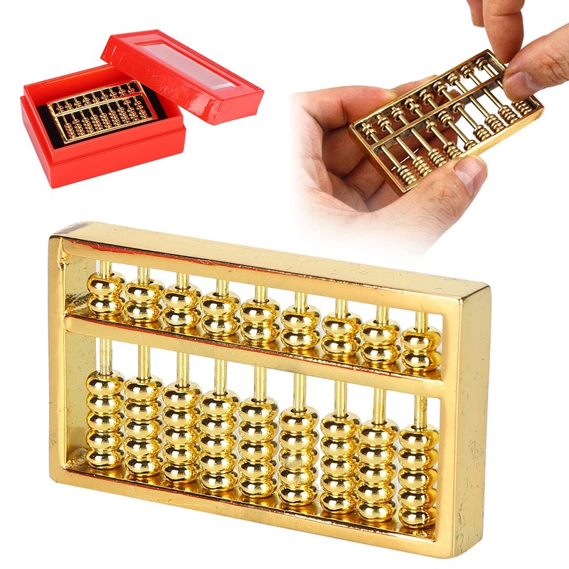 Chinese Mini Brass Abacus 9 Speed Educational Maths Calculator Tool