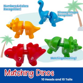 TMBLNEP Montessori Learning Toys for Toddlers, Matching Letters Fine Motor Toy, Double-Sided 26 PCS ABC Dinosaur Alphabet Games for Kids Ages 3-5 (Letters+Numbers)