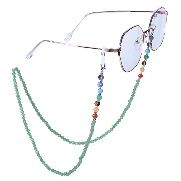 Mookaitdecor 7 Chakra Gemstone Beads Glasses Chain for Women, Healing