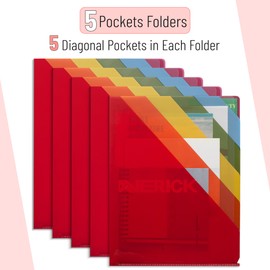 Mr. Pen- 5 Pocket Letter Size Folder Pack, Assorted Colors, Office File Folders