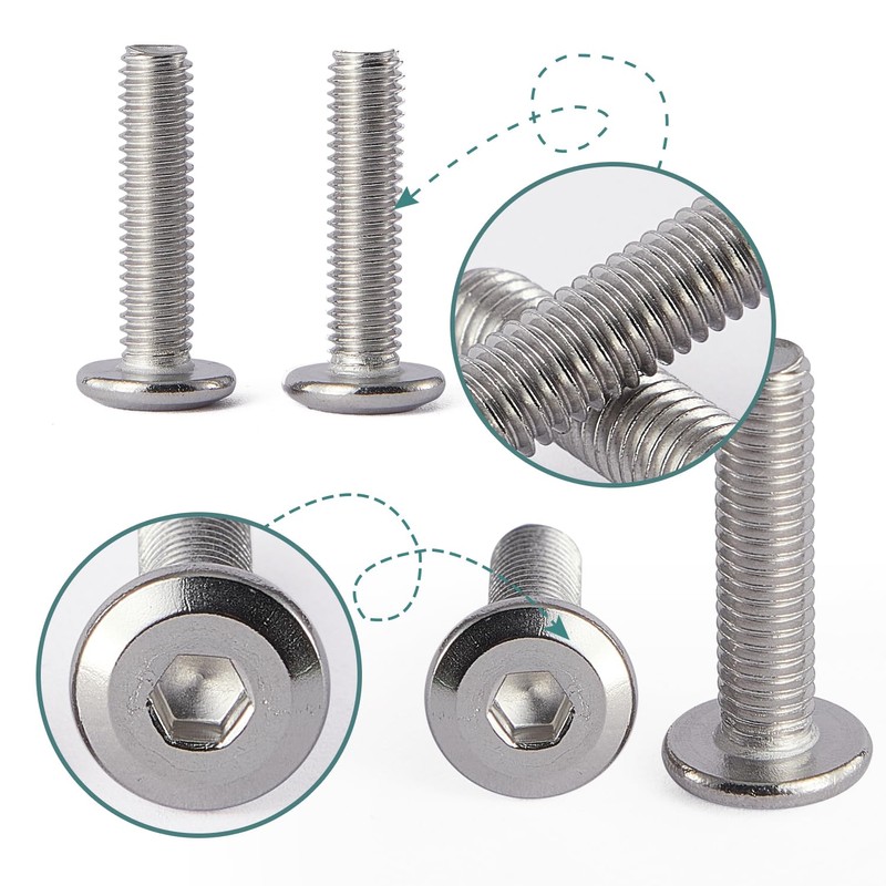 SUNXULIMI M6 x 45mm Flat Round Head Hex Socket Cap