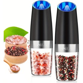 Rongyuxuan Gravity Electric Salt & Pepper Grinder Set Battery Operated w/ Light