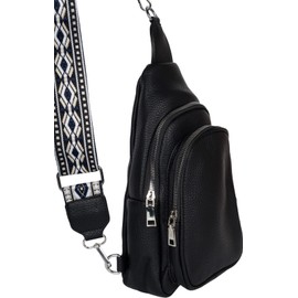 styleBREAKER Women's One Shoulder Backpack, Geometric Patterned Shoulder Strap, Unicoloured Crossbody Bag, City Backpack, Sling Bag 02012400, Colour:Black