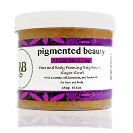Pigmented Beauty - African Black Soap Brightening Sugar Scrub For Face and Body with Lavender and Lemon Essential Oils 450g