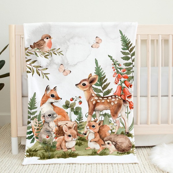 UNIQUE Woodland Ultra Soft Fleece Baby Blanket 30x40in, Cute Forest