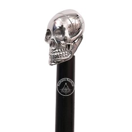 Humaira Nautical Solid Brass Silver Skull Head Walking Cane Wooden Black Walking Stick Designer Fashion Cane for Men
