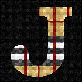 Pepita needlepoint canvas: Letter J Camel Tartan, 7" x 7"