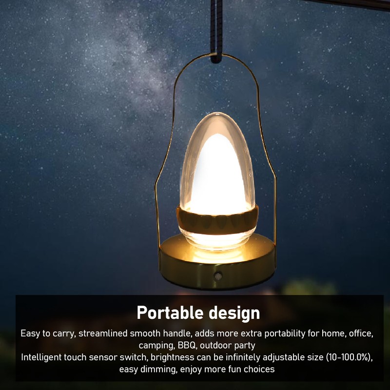 LED Cordless Lantern Table Lamp 3 Modes Touch Control Stepless