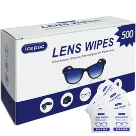 500 Count Lens Wipes for Eyeglasses, Eyeglass Lens Cleaning Wipes Pre-moistened Individually Wrapped Sracth-Free Streak-Free Eye Glasses Cleaner Wipes for Sunglass, Camera Lens, Goggles