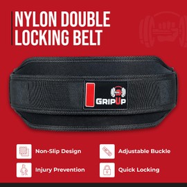 GripUp Weight lifting Belt Quick Locking 5.5” Men & Women Back Support Premium EVA Foam Padding Adjustable Buckle for Squats Olympic Lunges Powerlifting Deadlifts Bodybuilding Strength Training (Black, XL)